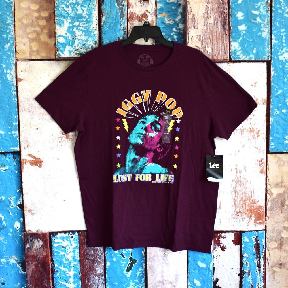 Men's Lee Iggy Pop Graphic Tee Regular Fit Crew Neck XL, 2XL Fig NEW